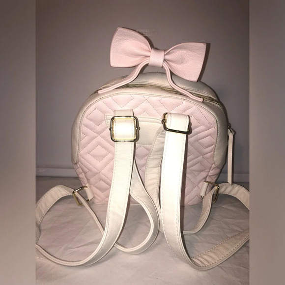 Betsey Johnson Bow Pink White Pearl Backpack - Picture 15 of 15